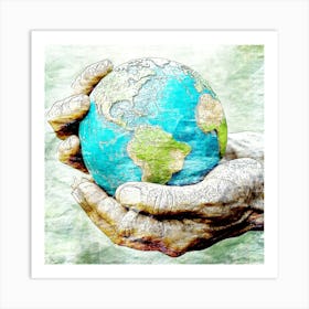 Hand Globe Earth Poster