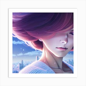 Anime Girl With Pink Hair Hyper-Realistic Anime Portraits Art Print