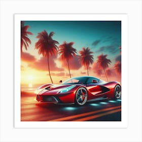 Sunset Sports Car Poster