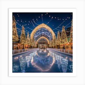 Christmas Lights In The Mall Art Print