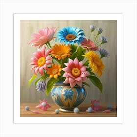 Flores 3d Render Painting Art Print