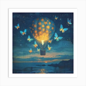 Hot Air Balloon With Butterflies 2 Art Print