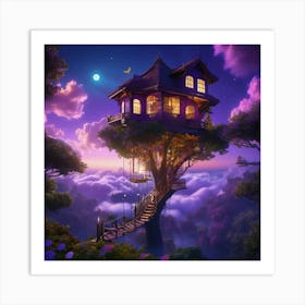 Tree House In The Sky 3 Art Print