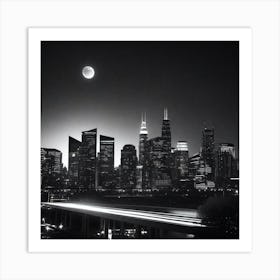 Chicago Skyline At Night 3 Art Print