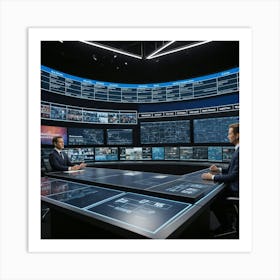 Two Men In A Control Room Art Print