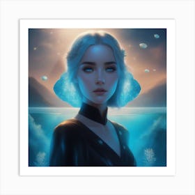 Girl With Blue Hair Art Print