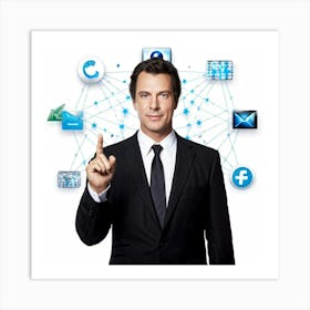 Businessman Technology Multimedia Mail Communication Interaction Community Finger Computer (3) Art Print