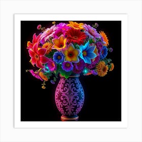 Colorful Flowers In A Vase 53 Poster