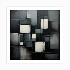 Abstract Painting, Produce A Monochromatic Abstract Artwork Overlapping Squares And Rectangles 1 Art Print