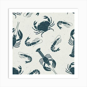 Lobsters Crabs Shrimp Crustaceans Seafood Art Print