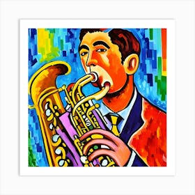 Man Playing a Saxophone Art Print