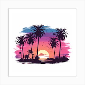 Sunset Palm Trees Art Print