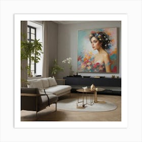 Of A Woman With Flowers Art Print