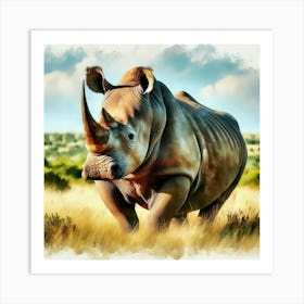 Rhino In The Wild Art Print