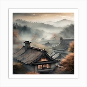 Firefly Rustic Rooftop Japanese Vintage Village Landscape 39947 Art Print