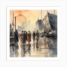 Watercolour Whispers: 1940s Era Illustrations Art Print