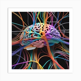 Brain With Colorful Wires 4 Art Print