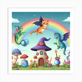 Cartoon Witches And Wizards Art Print