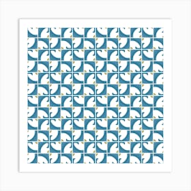 Blue And White Tile Pattern Art Print