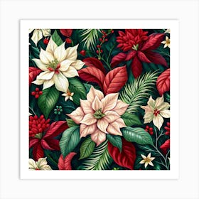 Poinsettia Seamless Pattern Art Print