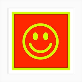 Smiley Face Orange And Neon Art Print