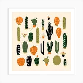 Rizwanakhan Simple Abstract Cactus Non Uniform Shapes Petrol 59 Art Print