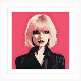 Punk Woman In Pink And Black 2 Art Print