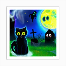 Halloween Cat Art Print