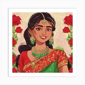 Indian Girl In Sari 6 Art Print