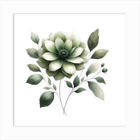 Green Dahlia Art Print