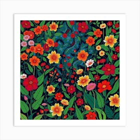 Flowers In The Garden 1 Art Print