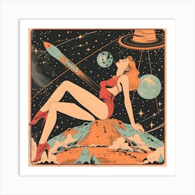 Soviet Themed Woman On World Art Print