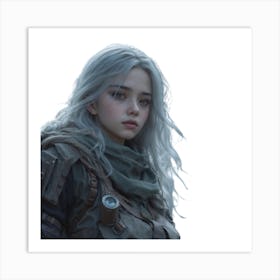 Portrait Of A Girl With Gray Hair Art Print