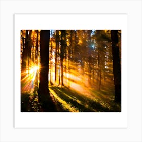 Sunrise In The Forest Art Print