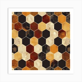 Seamless Pattern Of Abstract Hexagonal Patterns 1 Art Print