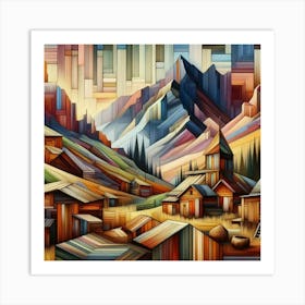 A mixture of modern abstract art, plastic art, surreal art, oil painting abstract painting art e
wooden huts mountain montain village 7 Art Print