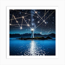 Lighthouse At Night Art Print