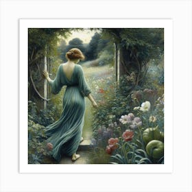 Girl In A Garden 12 Art Print