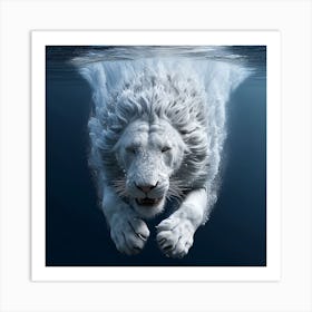 White Lion Underwater Art Print
