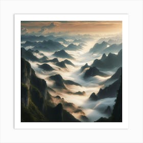 Sunrise Over Chinese Mountains Art Print