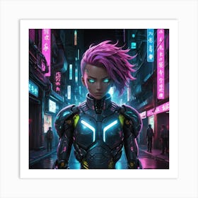 Girl In A Futuristic Outfit Art Print