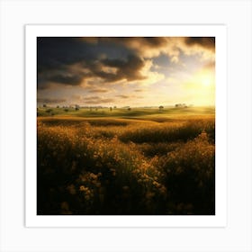 Sunset In A Field Art Print