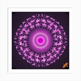 Craiyon 004059 Pink And Purple Fractal Round Logo Art Print