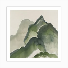 Japanese Watercolour Of Mount Tanigawa 4 Art Print