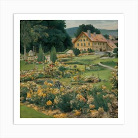 Gustav Klimt Style Farm Garden 29 Art Print