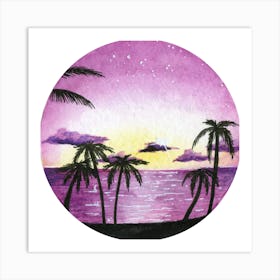 Sunset At The Beach 1 Art Print