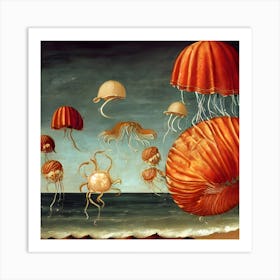 Amber Flying Jelly 3 Art Print