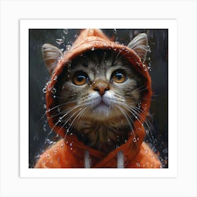 Cat In The Rain 1 Art Print