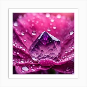 Water Drops On A Purple Flower Art Print