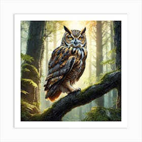 Owl In The Forest 221 Art Print